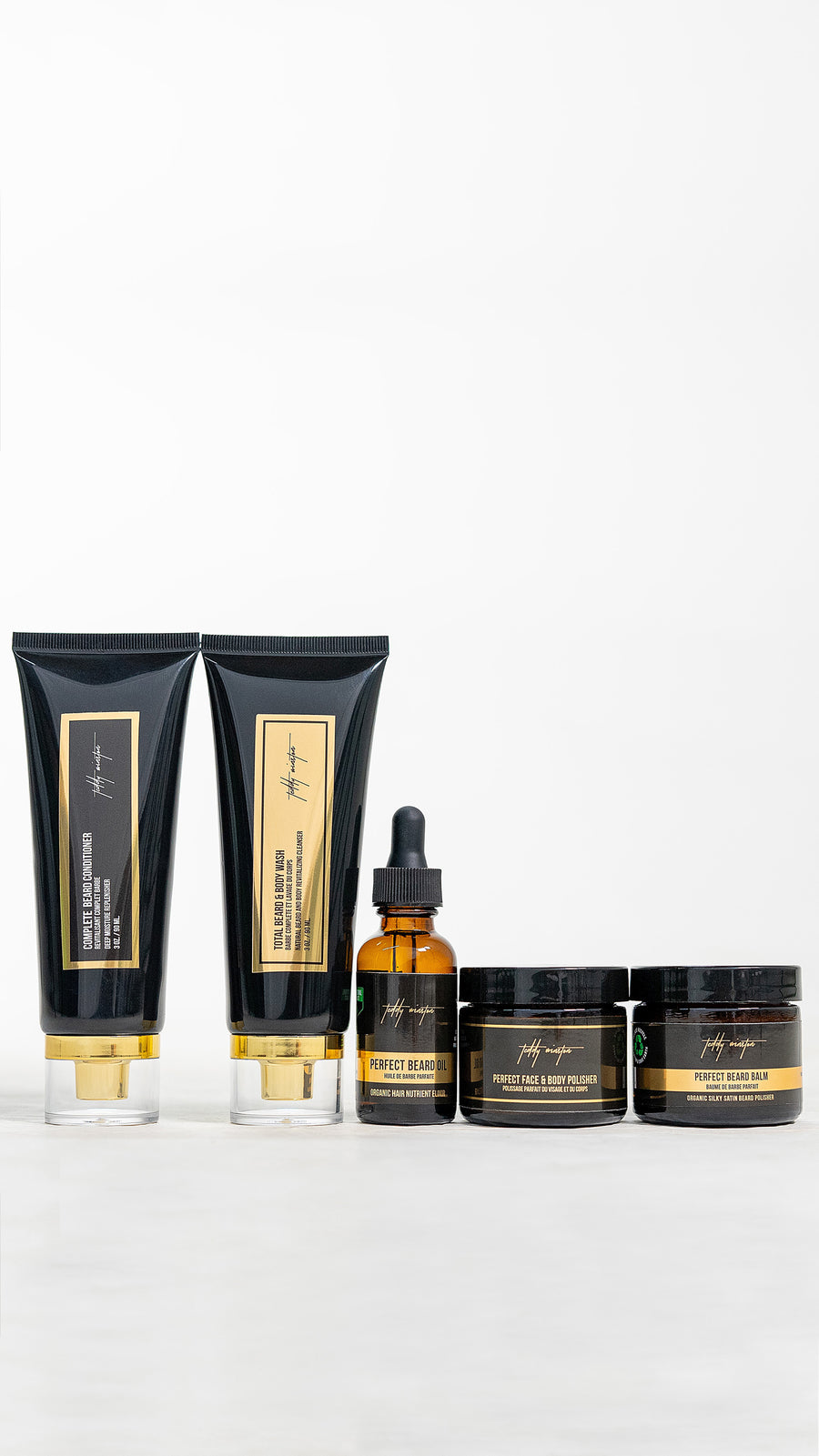 Unique system of organic beard care essentials - 5 easy steps to grow and sustain a full and healthy beard + great skin underneath.