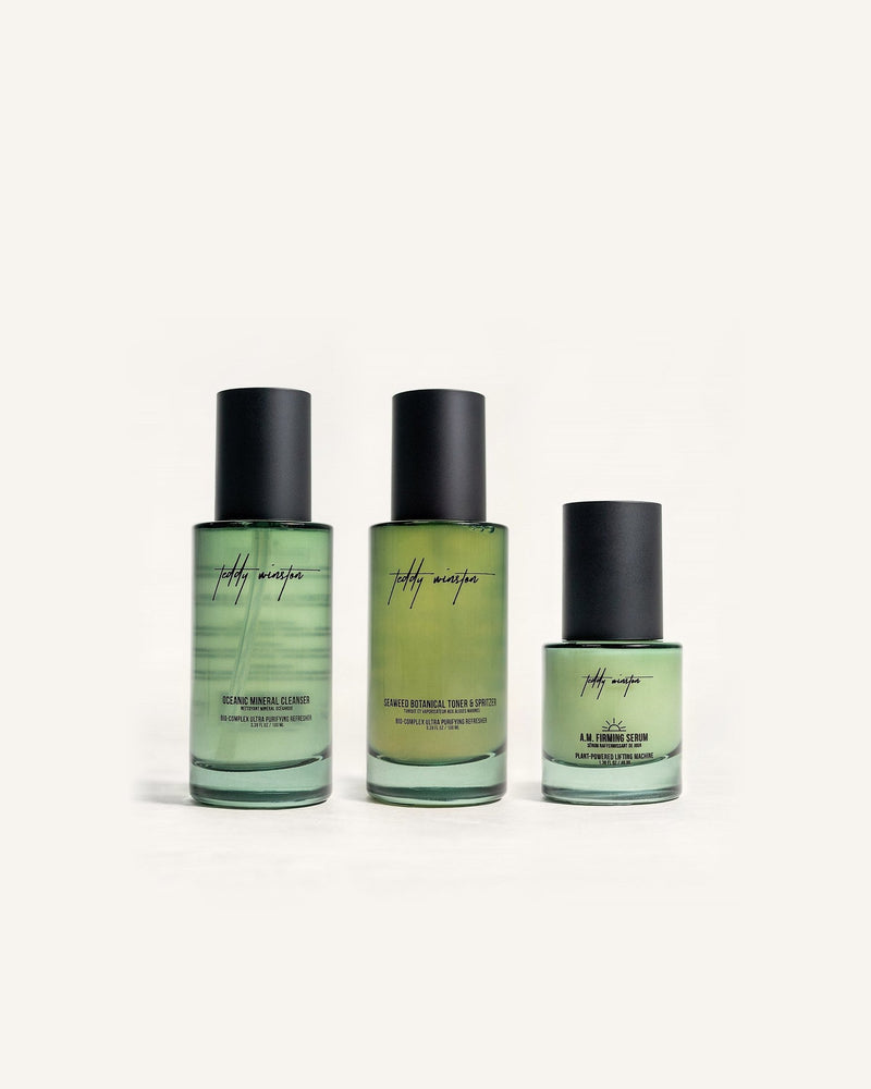 OCEANIC MINERAL FACIAL CLEANSER + TONER BOTANICAL SPRITZER + A.M. FACIAL SERUM